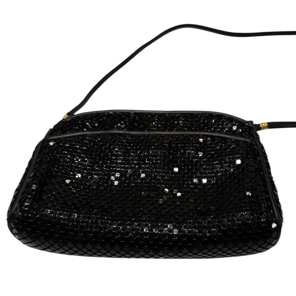 Whiting & Davis Black Mesh Sequin Shoulder Bag VTG. Purse Formal Party Crossbody